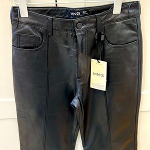Mango Leather Collection Premium Pieces Black Leather Pants Size Small NWT
